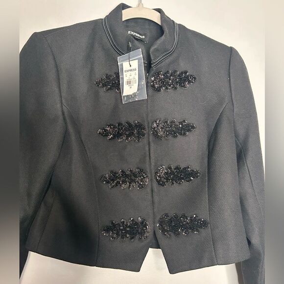 Express Sequin Embellished Military Style Jacket NWT - Picture 4 of 5